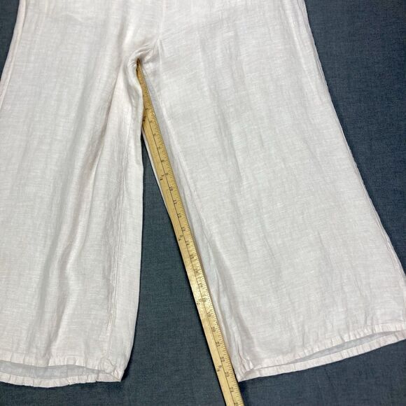 Tahari Linen Wide Leg Cropped Pants Women XL High Rise Pockets Cottage Core Boho - Picture 12 of 15